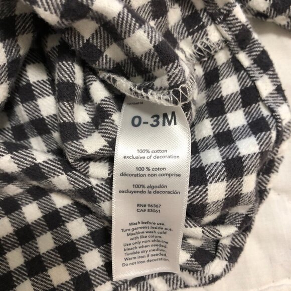 Baby B'Gosh Checkered Cotton Flannel Long Sleeve Button Boys Girls 0-3 Months - Picture 4 of 4